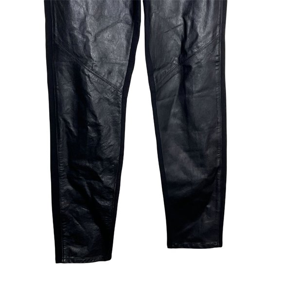 Paige Womens Pants Size Large Solid Black Leather Front Ponte Knit Leggings - Picture 3 of 8